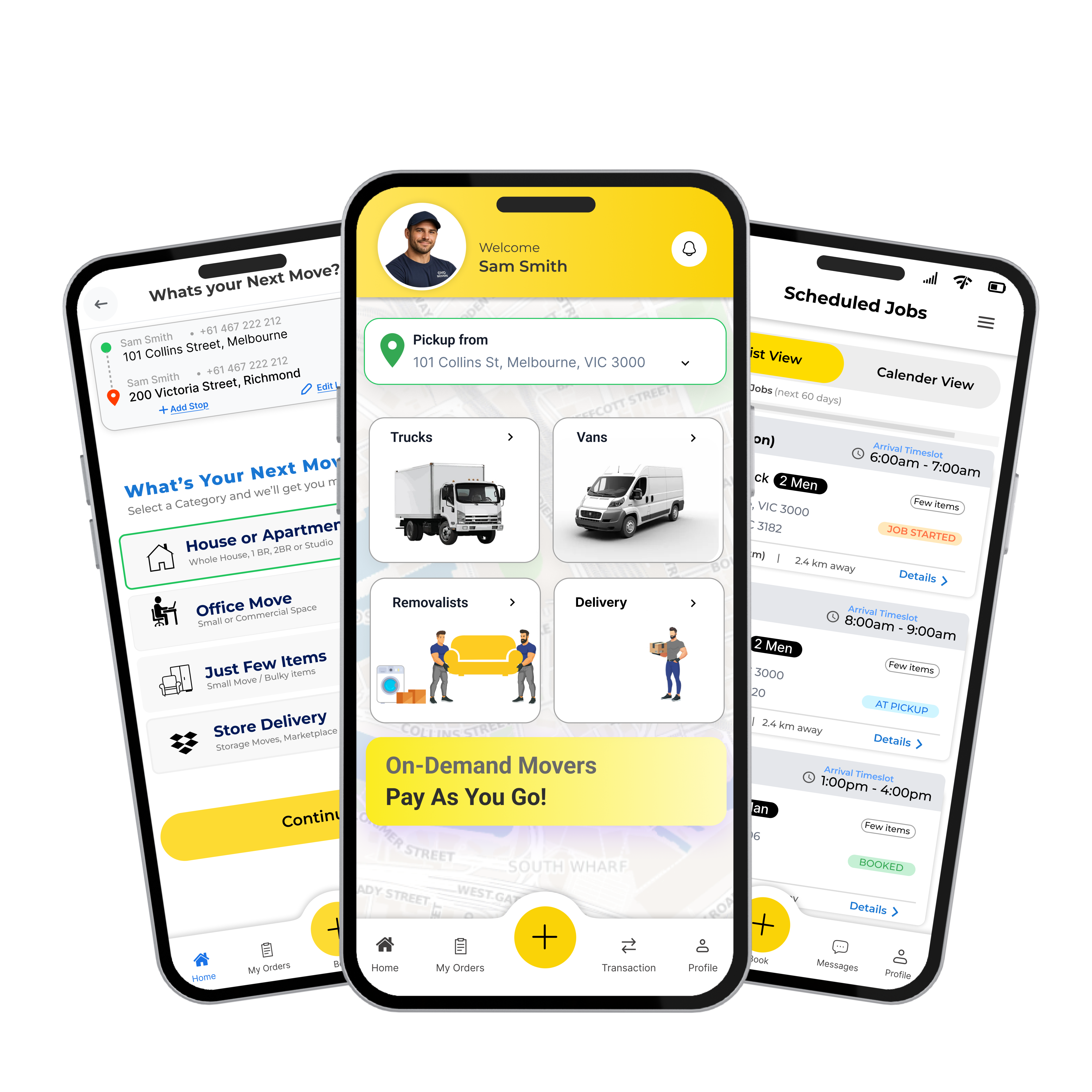OYO Mover App Screens